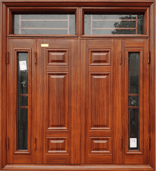 Cửa sổ thép vân gỗ 4 cánh lệch - CS4-2